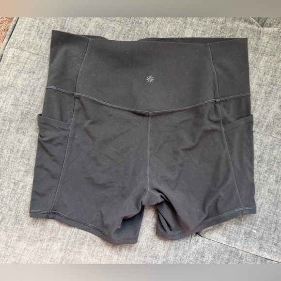 Athleta black spandex shorts size L with pockets - Picture 5 of 5